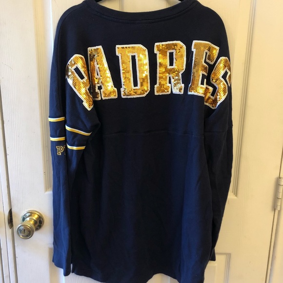 VS PINK SD Sequin Padres Sweater SZ. S - Picture 3 of 5